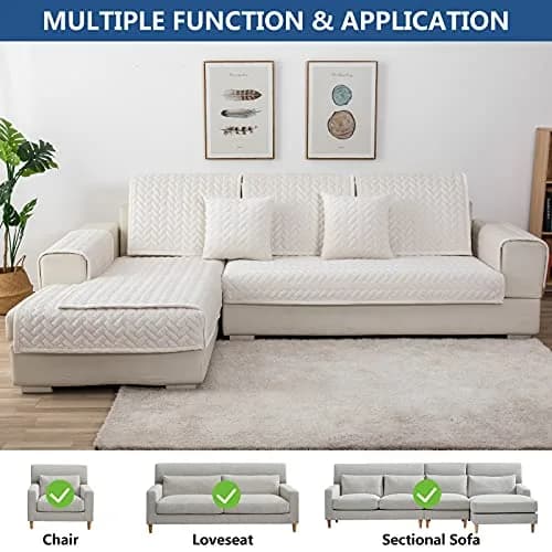 Eismodra White 1 Piece Crystal Velvet Sofa Cover 109cm x 178cm | Protects Furniture from Pets & Spills thumbnail 2