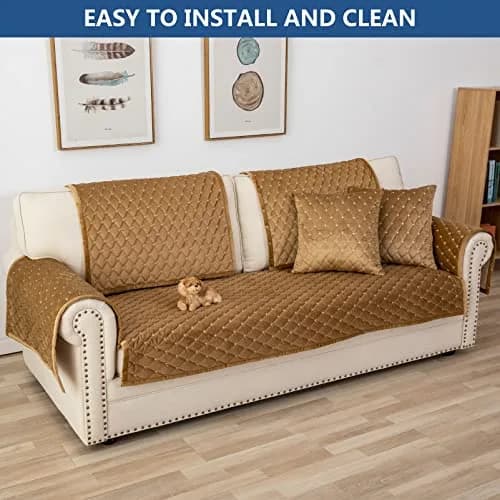 Eismodra Couch Cover for 3 Cushion Sofa | Anti-Slip Sectional Sofa Slipcover 36"x94" thumbnail 7