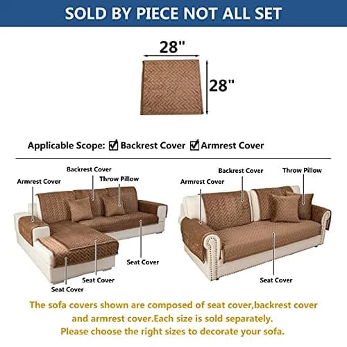Eismodra Armrest Covers 28x28 Inches | Anti-Slip Couch Slipcover for Pets & Kids thumbnail 5