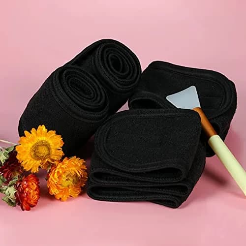 TDHDIKE Black Facial Spa Headbands 4 PCS | Soft Terry Cloth for Washing Face thumbnail 4