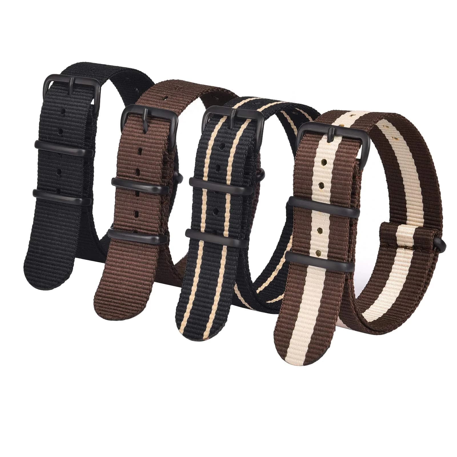 Ritche 16mm Nylon Watch Band 4-Pack | Military Ballistic Nylon Strap for Men & Women — White