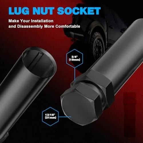 JiiinMiiin M12x1.5 20pcs Black Lug Nuts Set with Socket Key | 6-Spline Locking Safety thumbnail 5