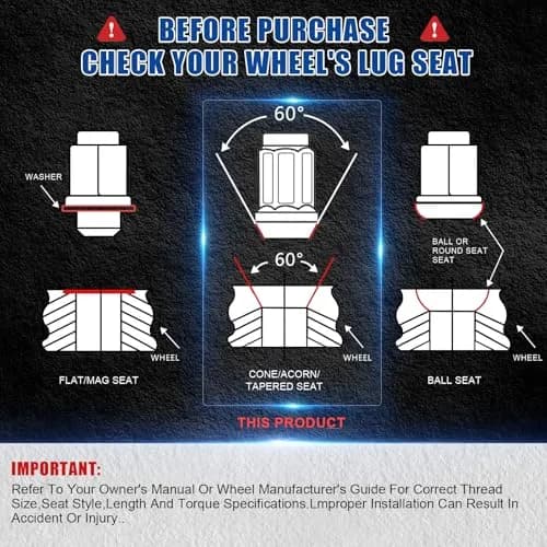 JiiinMiiin M12x1.5 20pcs Black Lug Nuts Set with Socket Key | 6-Spline Locking Safety thumbnail 7