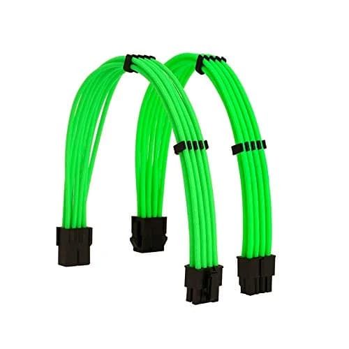 Formulamod Power Supply Sleeved Cable 18AWG EPS 8-P/PCI-8-P | Heat-Shrink-Less, 30cm, Compatible with All Power Supplies — Green PCI 8+EPS 8