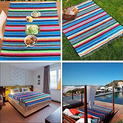 Hxezoc Blue Striped Table Runner 150 cm (59 Inch) | Handwoven Cotton for Festive Indian Dining thumbnail 4