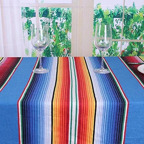 Hxezoc Blue Striped Table Runner 150 cm (59 Inch) | Handwoven Cotton for Festive Indian Dining thumbnail 2