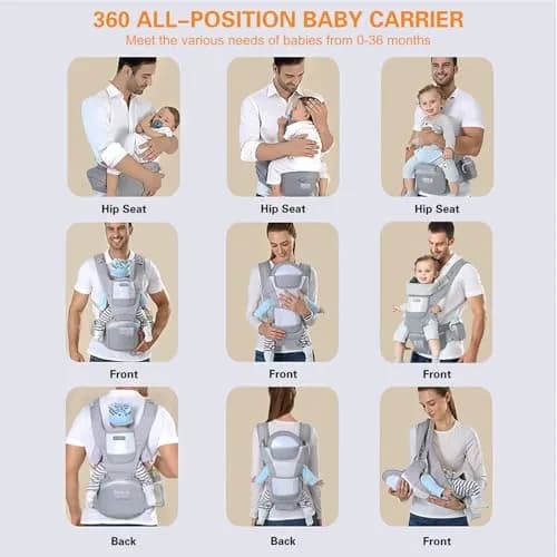 YSSKTC Ergonomic Baby Carrier Hip Seat for Newborns to Toddlers | 2.5-15kg (7-33lbs) Grey thumbnail 5