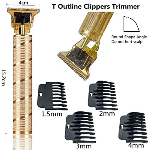 goldseaside Pro T Clippers, Electric Li Trimmers, Cordless Rechargeable, Professional Baldheaded Hair Clipper for Men (Gold) | Precise T-Blade thumbnail 2