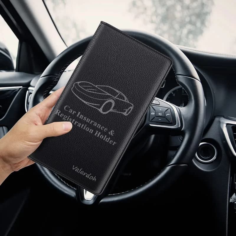 Valardoh Premium PU Leather Car Document Holder with Magnetic Closure & 6 Pockets | 24cm x 13cm (9.5" x 5.1") Black thumbnail 11