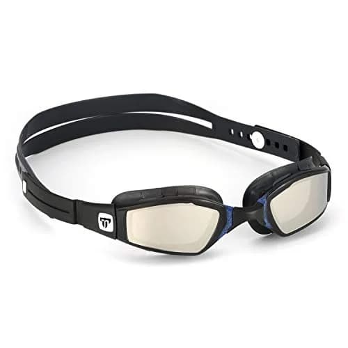 Phelps Ninja Competitive Swim Goggles - Silver Mirror Lens, Gray & Navy Frame | Anti-Fog, UV Protection thumbnail 1