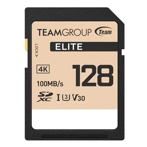 TEAMGROUP Elite 128GB SDXC UHS-I U3 V30 Memory Card | 100MB/s Read Speed for 4K UHD Recording thumbnail 1