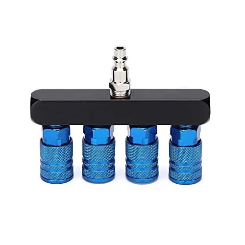 AIRTOON 4-Way Air Manifold Splitter with 4 Couplers & 1/4" MNPT Plug | 1/4 Inch NPT Air Fittings thumbnail 1