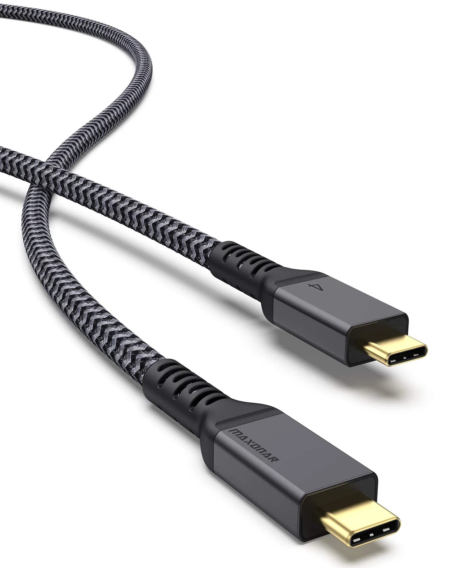 Maxonar Thunderbolt 4 Cable 4Ft | 240W Power, 8K/5K Video, 40Gbps Data, Nylon Braided