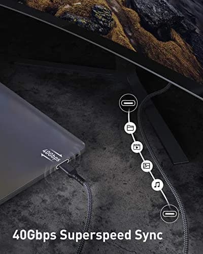 Maxonar Thunderbolt 4 Cable 4Ft | 240W Power, 8K/5K Video, 40Gbps Data, Nylon Braided thumbnail 4