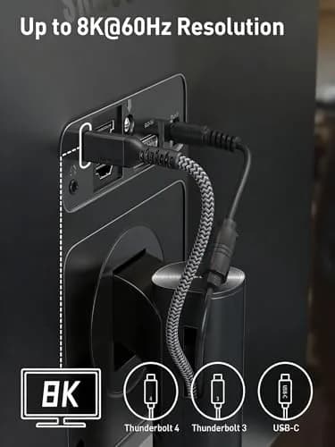 Maxonar Thunderbolt 4 Cable 4Ft | 240W Power, 8K/5K Video, 40Gbps Data, Nylon Braided thumbnail 3