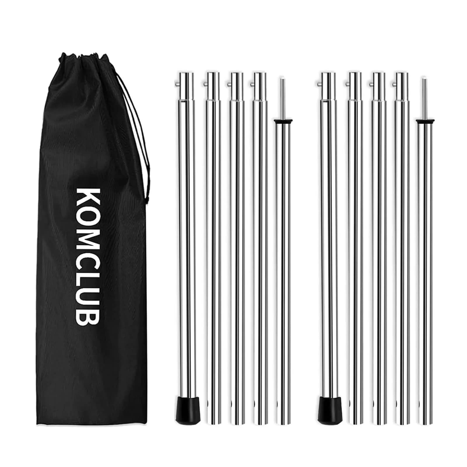 KOMCLUB Telescoping Tent Poles Set of 2 (198 cm / 78 in) | Adjustable Stainless Steel Poles for Tarps, Tents, and Shelters - main product image