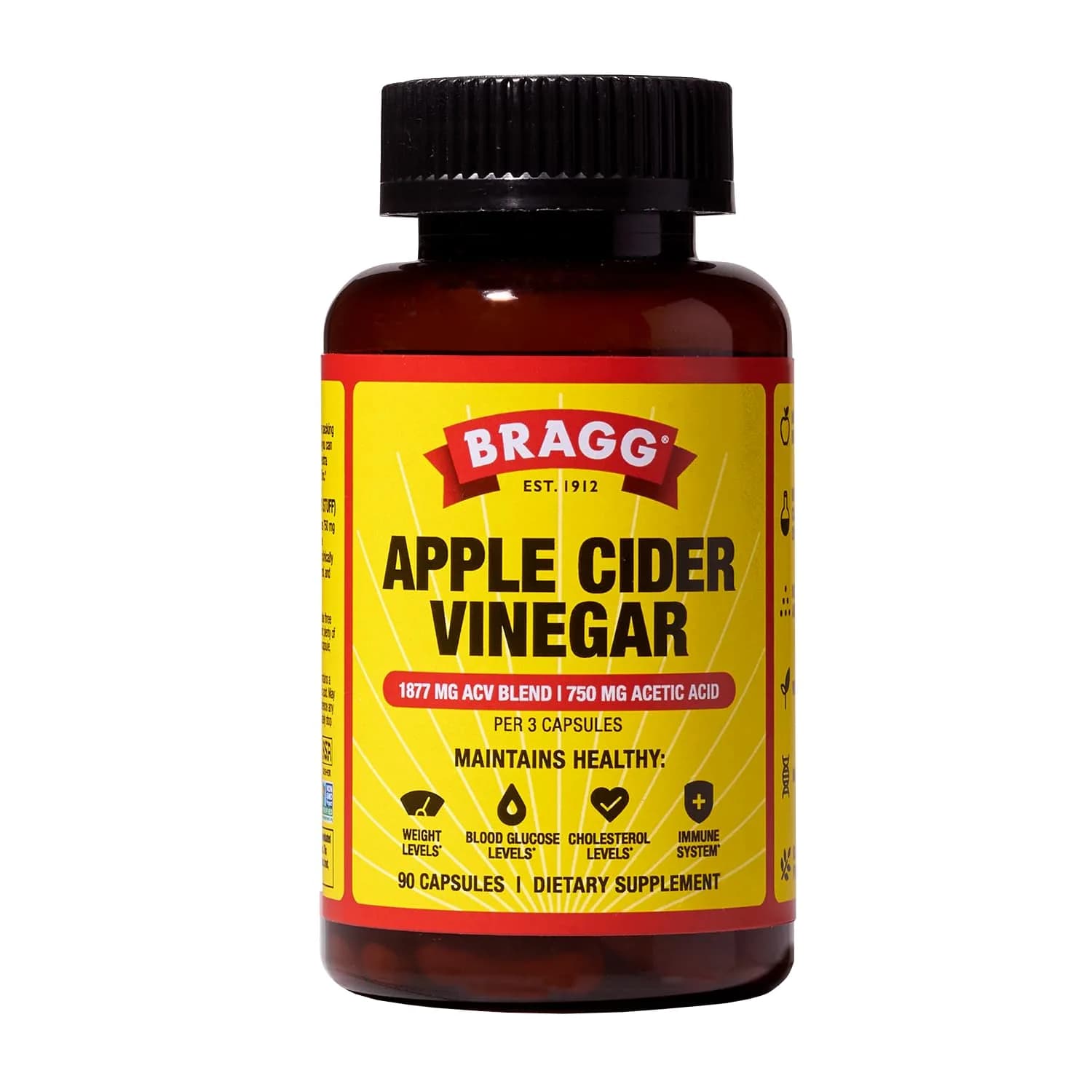 BRAGG Apple Cider Vinegar Capsules with Vitamin D and Zinc | 90 Capsules for Immunity & Wellness - main product image