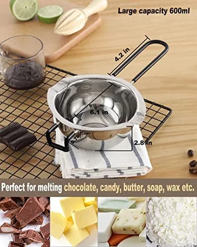 SONGZIMING Double Boiler Pot Set 600ml & 1600ml with Silicone Spatula | Induction Compatible Stainless Steel Melting Pot thumbnail 2