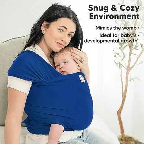 KeaBabies Original Baby Wrap Carrier Cobalt Blue | Ergonomic, IHDI Certified, Breathable Fabric for Newborns to Toddlers thumbnail 6