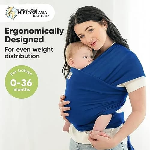 KeaBabies Original Baby Wrap Carrier Cobalt Blue | Ergonomic, IHDI Certified, Breathable Fabric for Newborns to Toddlers thumbnail 2