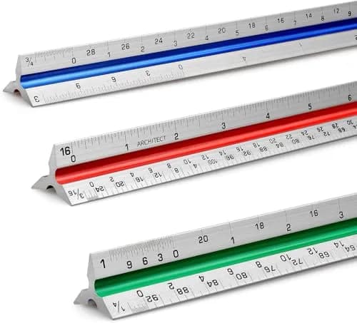 Hutou 12" Architectural Scale Ruler Triangular Ruler, Color-Coded, 30 cm (12 inch) | Precision Drafting Tool thumbnail 1