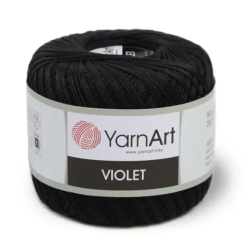 Yarn Art 1 Skein YarnArt Violet | 100% Mercerized Cotton for Summer Projects (Black 999) thumbnail 1