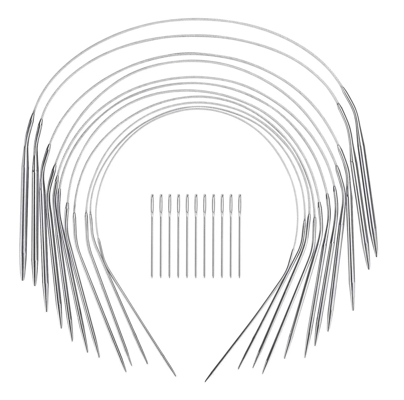 Coowayze 16 Inch Circular Knitting Needles Set, Stainless Steel Round Knitting Needles 1.5-5mm | 11 Sizes