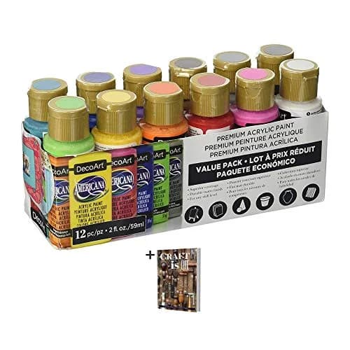 DecoArt Americana Acrylic Paint Set - 12 x 2 Fl Oz Bottles | Medium Viscosity, Water-Based Multi-Surface Paint for Crafts & Art thumbnail 1