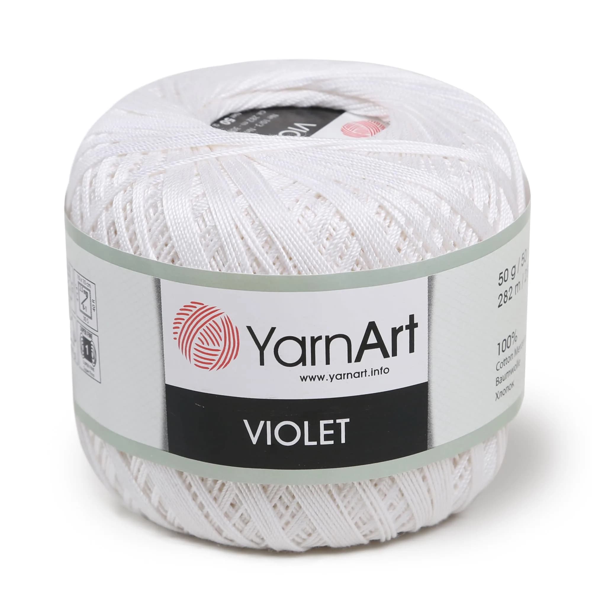 Yarn Art 1 Skein YarnArt Violet | 100% Mercerized Cotton for Summer Projects (Black 999) — 003