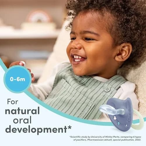 NUK First Choice Classic Orthodontic Baby Pacifier 0-6 Months | BPA-Free Silicone Newborn Pacifier (5-Pack, Neutral) thumbnail 2