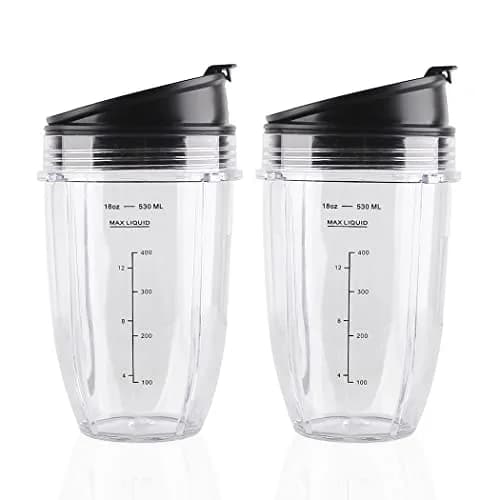 Veterger 2 Pack Replacement Parts Cup with Lid,Compatible with Ninja Blender Auto iQ BL480 BL482 BL642 NN102 BL682 BL450 BL2013 (2 18oz) | Kitchen Appliance Accessory thumbnail 1