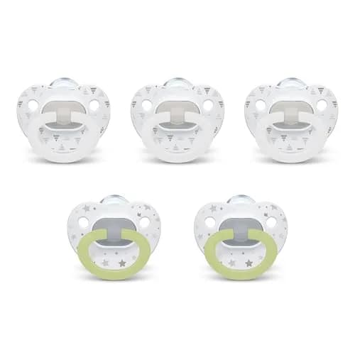 NUK First Choice Classic Orthodontic Baby Pacifier 6-18 Months Neutral 5-Pack | Accepted by 95% of Babies thumbnail 1
