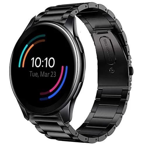 YOUkei Stainless Steel Watch Band for OnePlus Watch | Black, Adjustable, Water-Resistant thumbnail 1