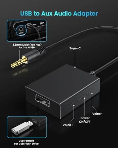 ANDTOBO USB to Aux Audio Adapter, 3.5mm Male to USB Female, 10.8 inch Length | Car Music Connection thumbnail 4