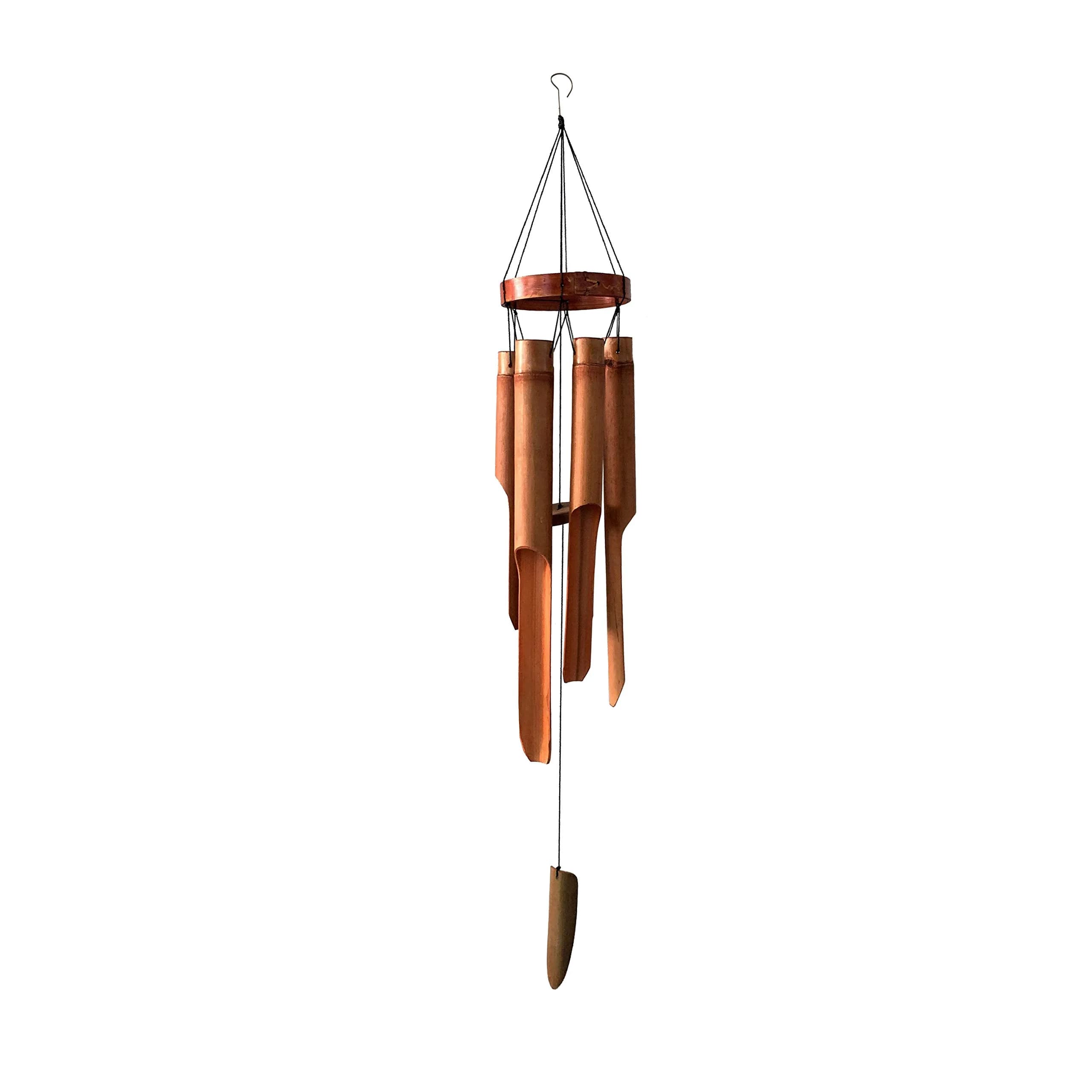 Ankinte Classic Bamboo Wind Chimes, 27 inch (68 cm) Overall Length | Handcrafted Garden Decor with Relaxing Tones — Brown