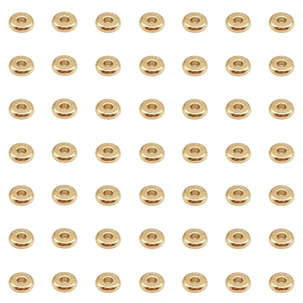 INSPIRELLE Pale Gold Plated Brass Spacer Beads 6mm (100pcs) | Smooth Rondelle Beads for Jewelry Making — Pale Gold