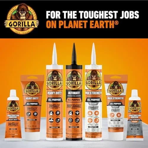 Gorilla Max Strength Clear Construction Adhesive 74ml (2.5 oz) | Bonds Wood, Metal, Tile, Stone, Glass, Granite thumbnail 8