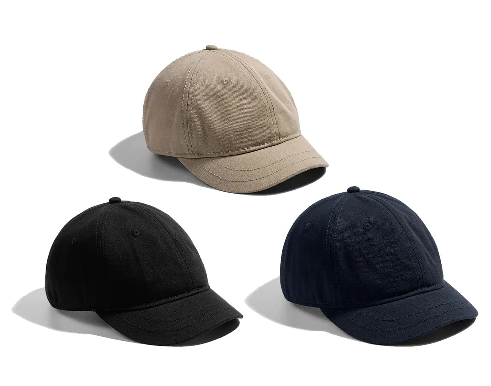 Zegoo Short Brim Golf Cap One Size Navyblue | Adjustable Cotton Hat for Men & Women — Khaki+black+navyblue