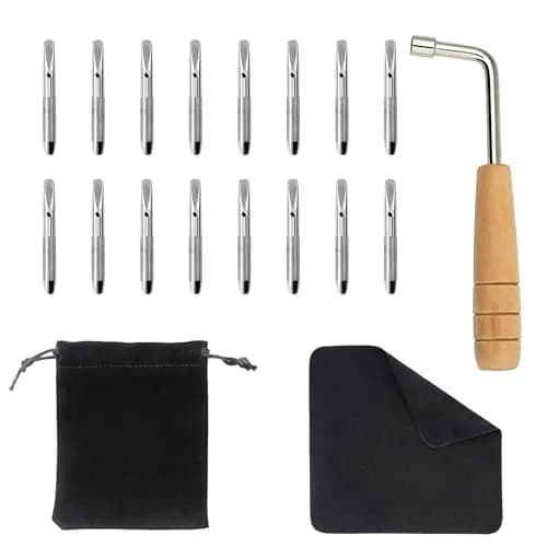 INKNOTE 16 Pcs Tuning Pin Set with L-Shape Wrench & Gooseneck Hammer Lever | For Lyre Harps & Primitive String Instruments thumbnail 1
