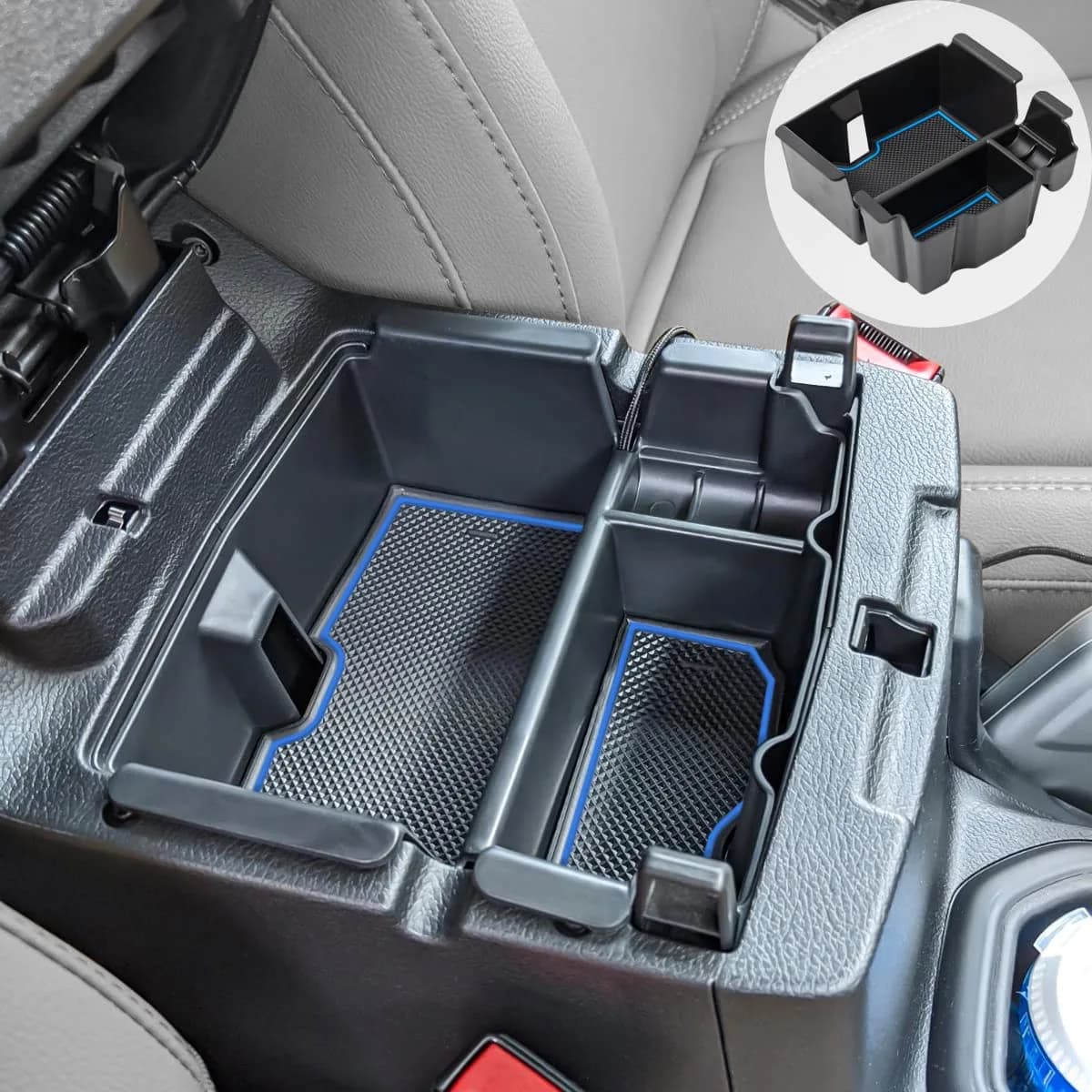 EDBETOS Center Console Organizer Tray for Jeep Wrangler JL/JLU 2018-2026 & Gladiator JT 2020-2026 with Blue Trim | Adds Storage & Tidiness