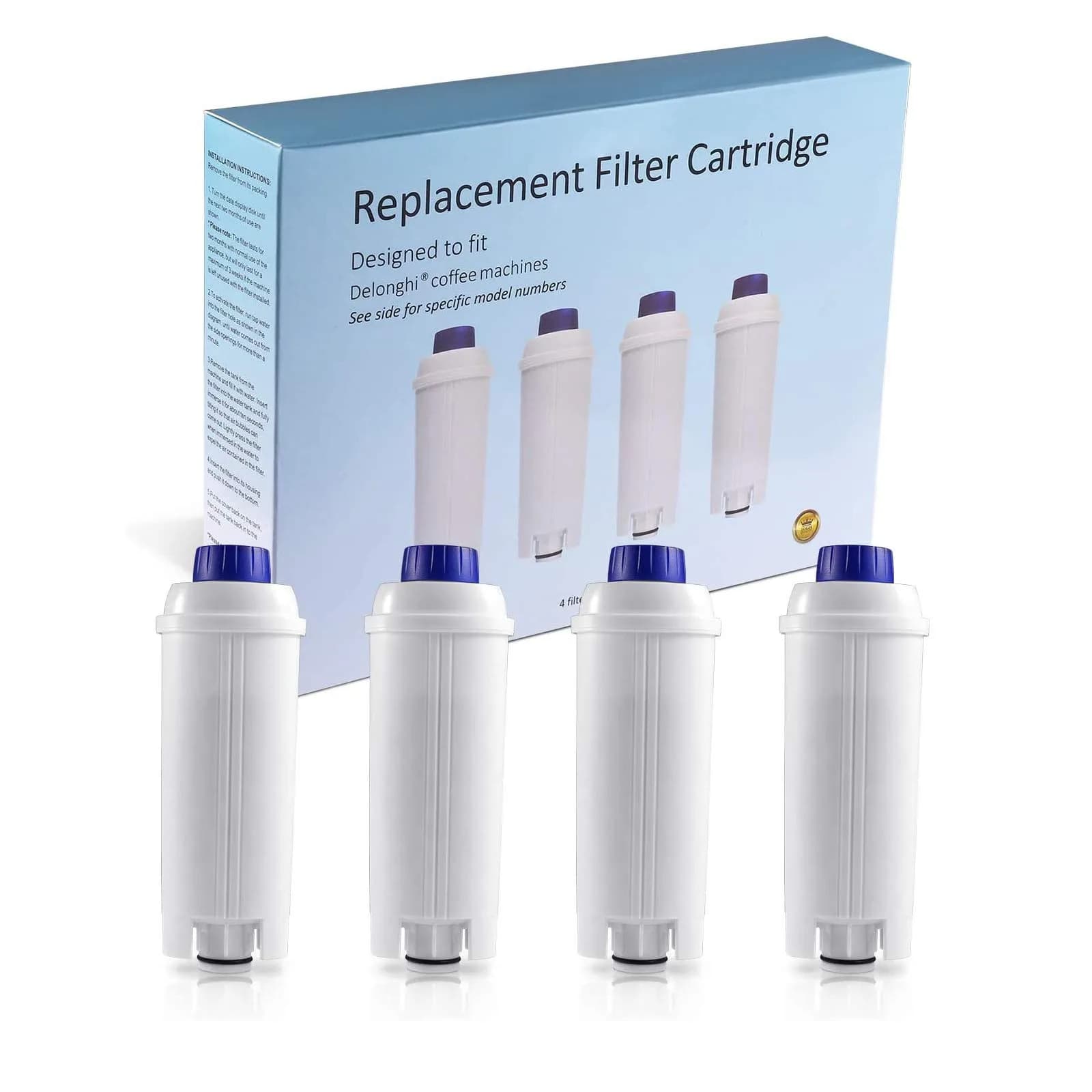 Somune Water Filter for Delonghi DLSC002, 4-Pack | Active Carbon Fabric Softener for ECAM, Esam, ETAM, BCO, EC Coffee Machines — 4-Pack