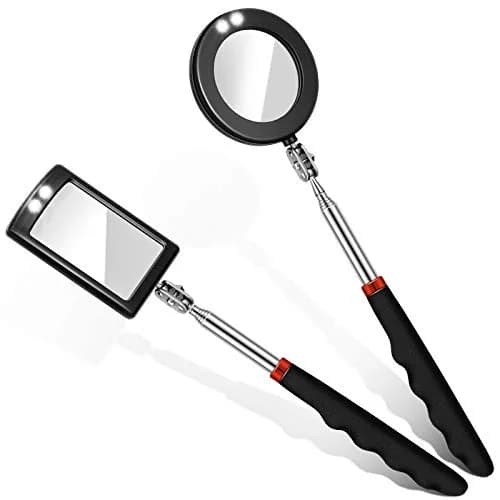 Tatuo Telescoping Inspection Mirror Set with LED Lights | Round & Square Heads, Extendable Reach thumbnail 1