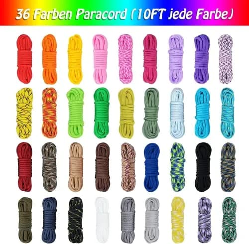 MONOBIN Paracord Kit 36 Colors | 550 lb Type III Nylon Rope for Crafts & Outdoor Use thumbnail 3