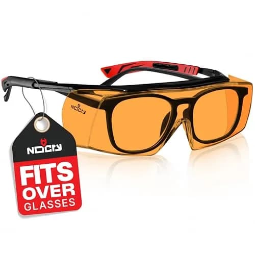 NoCry Blue Light Blocking Safety Glasses Over Eyeglasses — Orange Lens, ANSI Z87.1 Certified, Anti-Fog & Anti-Scratch thumbnail 1