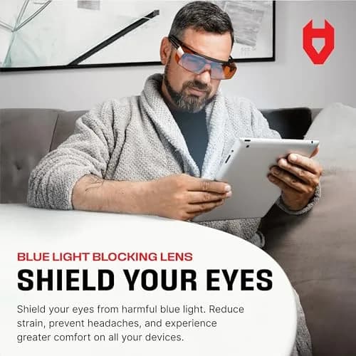 NoCry Blue Light Blocking Safety Glasses Over Eyeglasses — Orange Lens, ANSI Z87.1 Certified, Anti-Fog & Anti-Scratch thumbnail 3