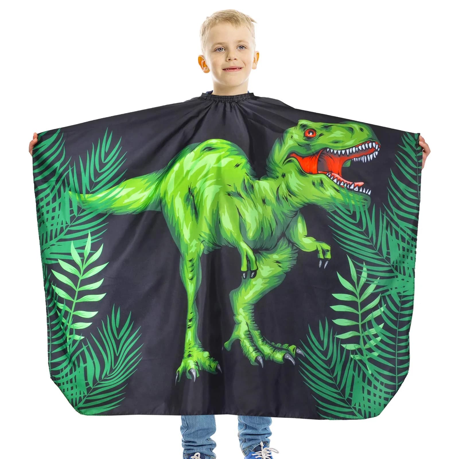 PAMAID Kids Haircut Cape Waterproof Barber Cape Cover, Dinosaur Print 120cm x 100cm | Protects Clothes from Hair & Styling Products - main product image