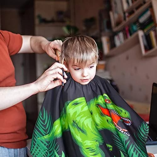 PAMAID Kids Haircut Cape Waterproof Barber Cape Cover, Dinosaur Print 120cm x 100cm | Protects Clothes from Hair & Styling Products thumbnail 3