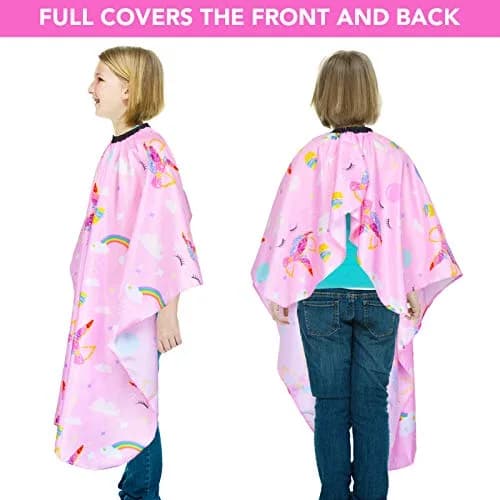 PAMAID Kids Haircut Cape Waterproof Barber Cape Cover with Adjustable Snap Closure, 120cm x 100cm | Cute Unicorn Print thumbnail 4