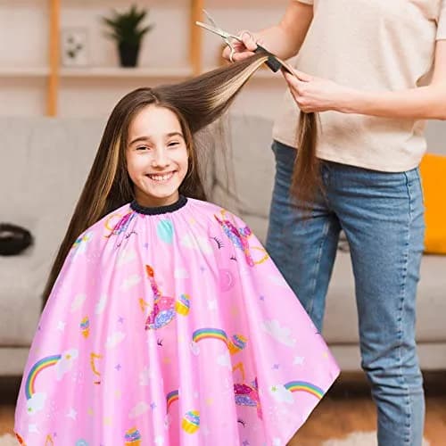 PAMAID Kids Haircut Cape Waterproof Barber Cape Cover with Adjustable Snap Closure, 120cm x 100cm | Cute Unicorn Print thumbnail 3