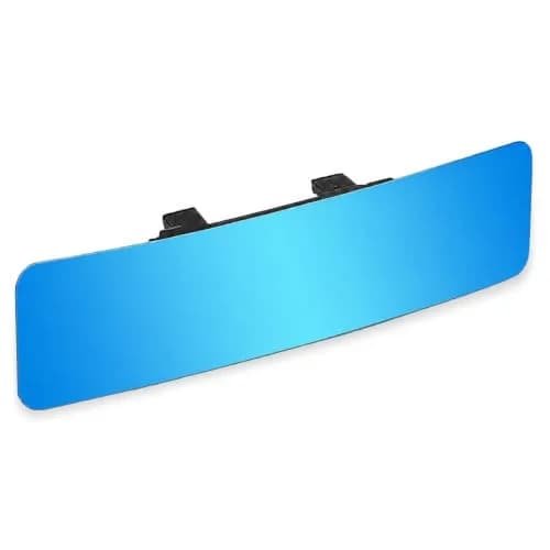 SkycropHD Anti Glare Wide Angle Car Rearview Mirror, 12'' | Frameless, Blue Convex, Universal Fit thumbnail 1